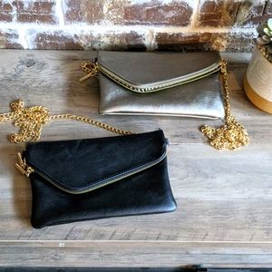 Set of 2 small black and silver purses